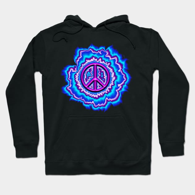 glowing purple pink peace sign Hoodie by DrewskiDesignz